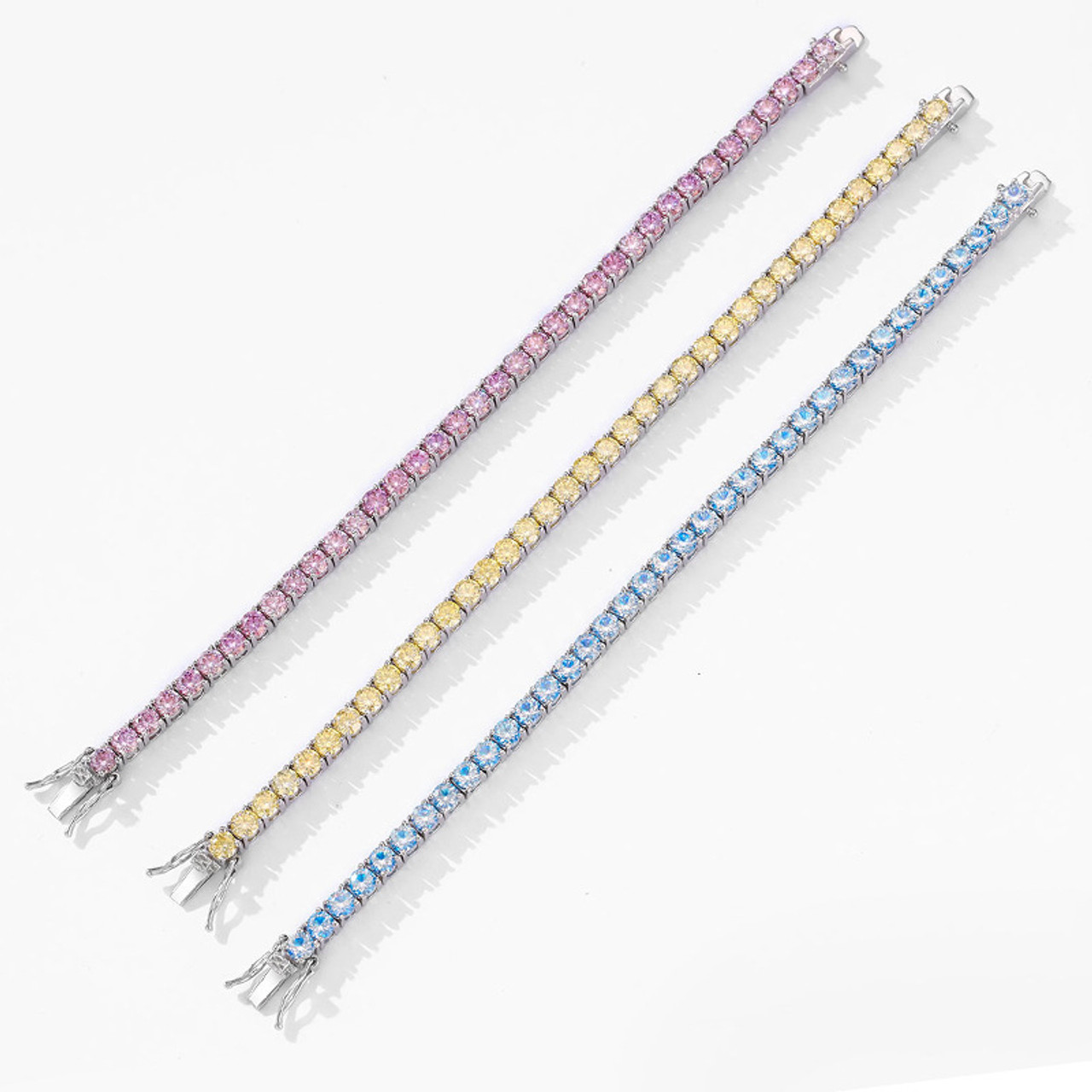 Full Rainbow Multicolored Sparkling Moissanite Tennis Bracelets