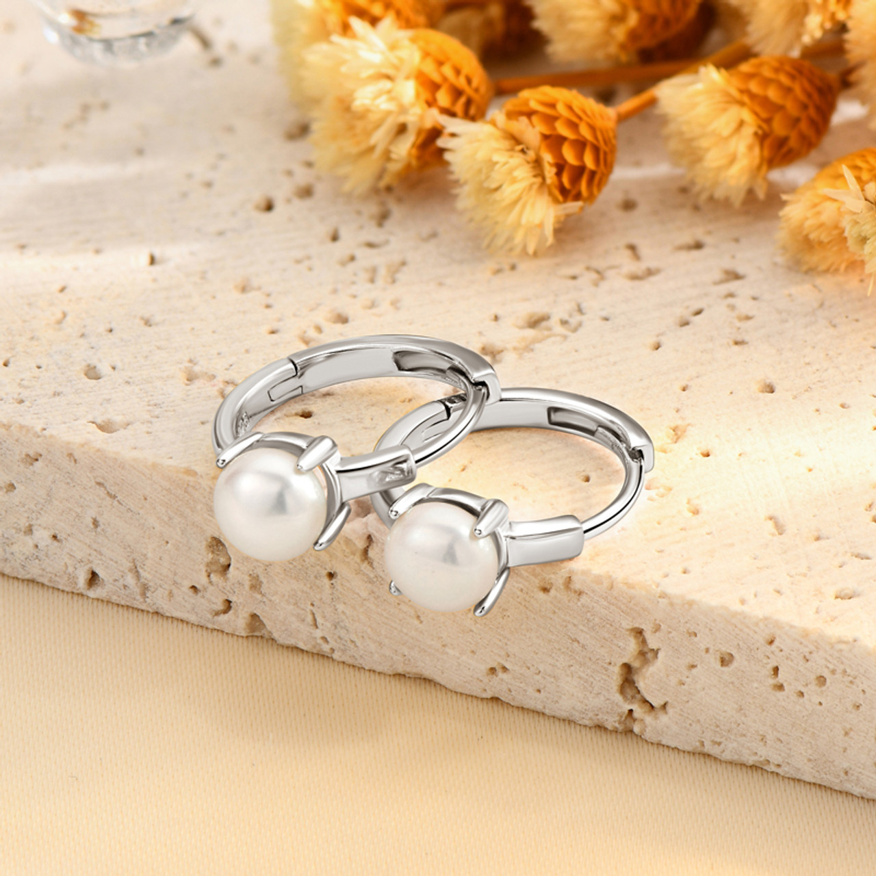 Mini Freshwater Cultured Pearl Hoop Huggies