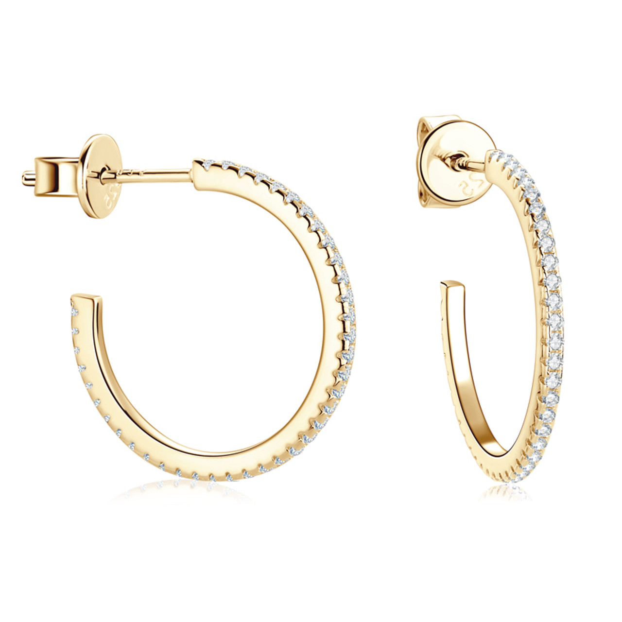 Slim Micro Pave Imitation Hoop Stud Earrings