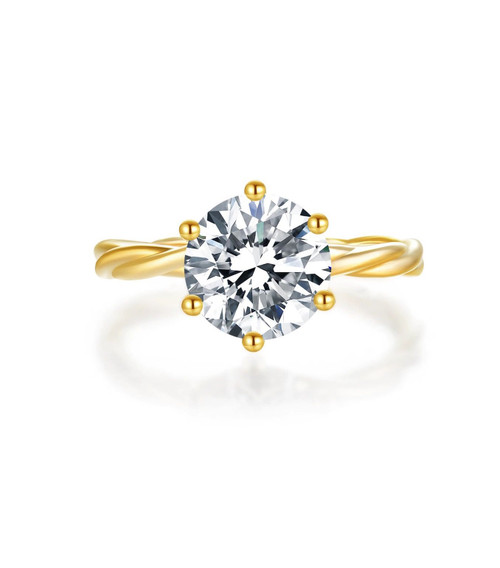Vine Lab-Grown Diamond 18K Yellow Gold Engagement Ring 6 Claw