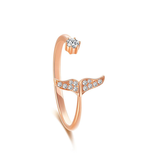 Fashionable Group Set Whale 18K Rose Gold Lab-Grown Diamond Ring 0.13ct IGI