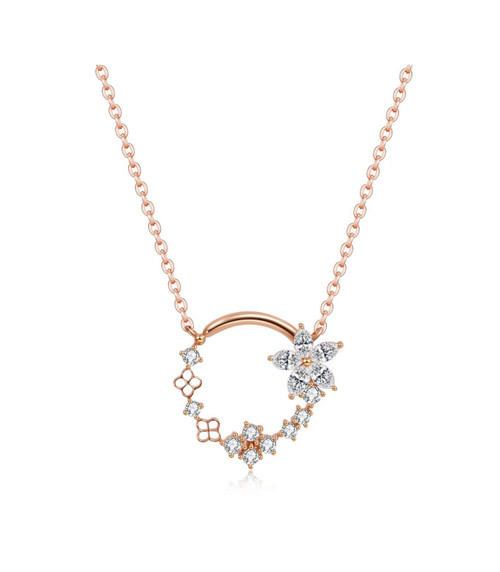 Secret Garden Flowers 18K Rose Gold Lab-Grown Diamond Necklace 0.51ct D VS1 IGI