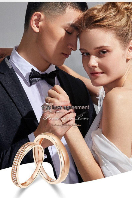 Matte and Glossy Craftsmanship 18K Rose Gold Lab-Grown Diamond Wedding Ring Women and Men E VS1 IGI