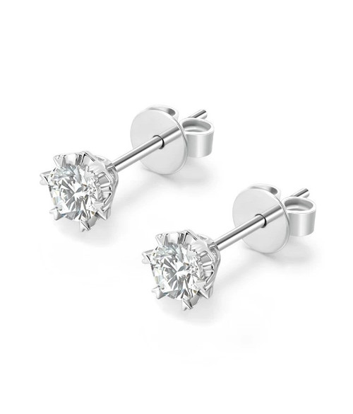18 K Gold Inlay Lab-Grown Diamond Earring
