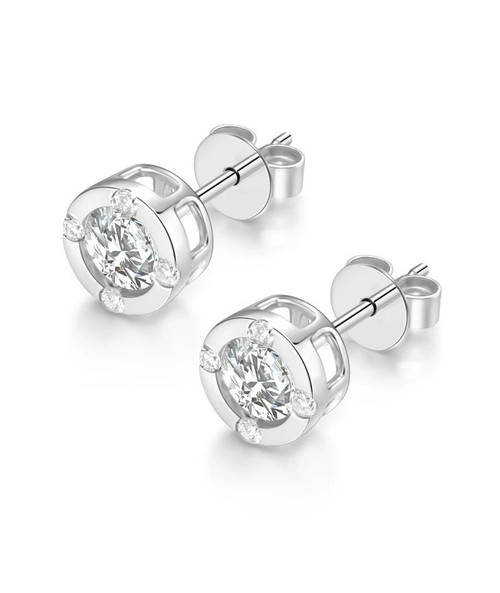 Abstract Four-leaf Clover Design 18K Gold Lab-Grown Diamond Earring 0.6ct D VS1 IGI