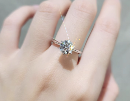 1.07 Carat Tw Solid 18k White Gold Classic 6 Claw Lab-Grown Diamond Ring