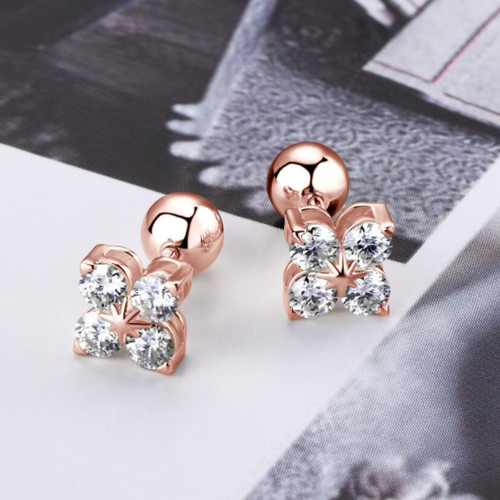 Sparkling Four Leaf Clover Moissanite Stud Earrings