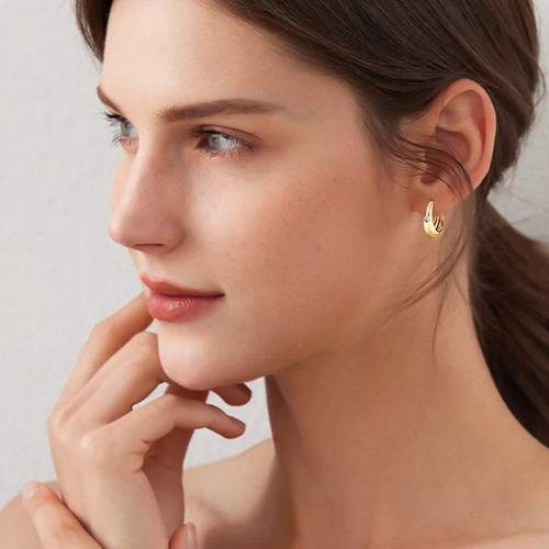 1.2 Carat Tw Sparkly Stud Moissanite Hoop Earrings