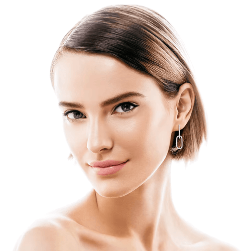 Dazzling Elongated Link Moissanite Drop Earrings