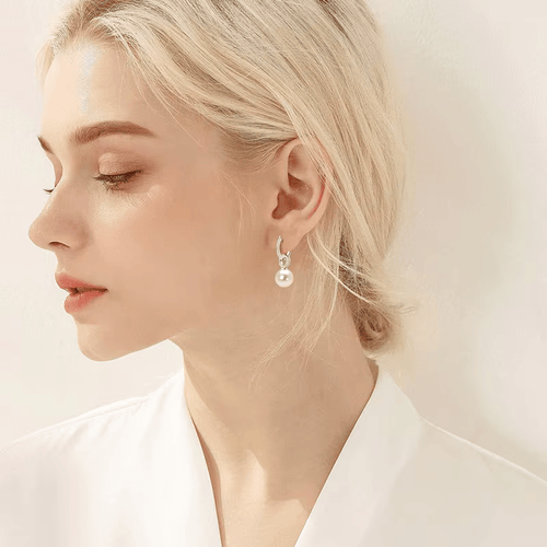 Detachable Freshwater Cultured Pearl Sparkling Hoop Earrings