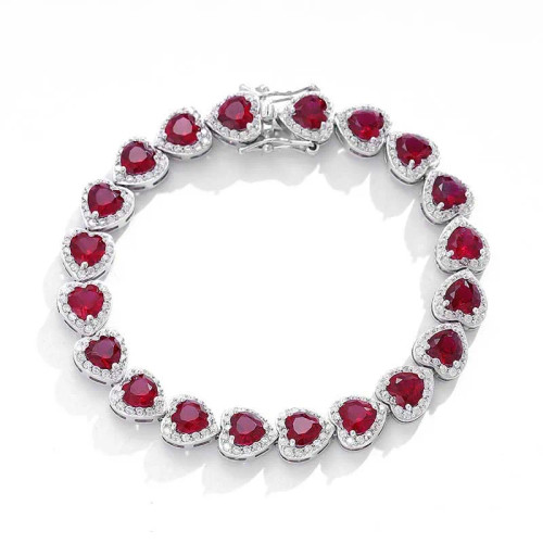 Halo Hearts Ruby Fashion Tennis Bracelet