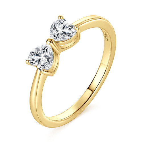 Sparkling 14k Gold Plated Moissanite Bow Ring