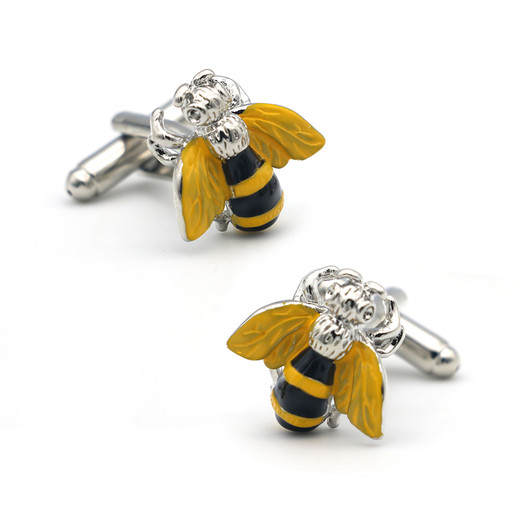 Yellow Bee Cufflinks – Copper, Pair – product view