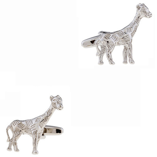Silver-Tone Giraffe Cufflinks – Pair – product view