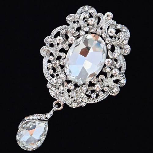Geometric Crystal Drop Brooch – Design XZ1676-1 (1)