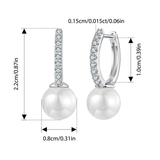 Pearl & Moissanite Drop Hoop Earrings – Sterling Silver (1)