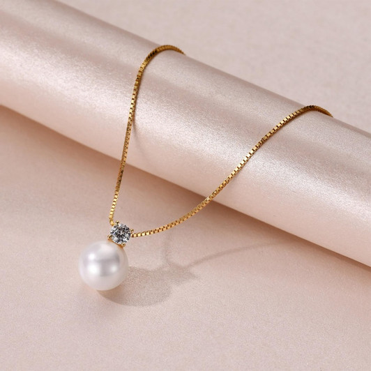 Gold-Tone 8 mm Pearl Pendant Necklace – 45 cm Sterling Silver (1)