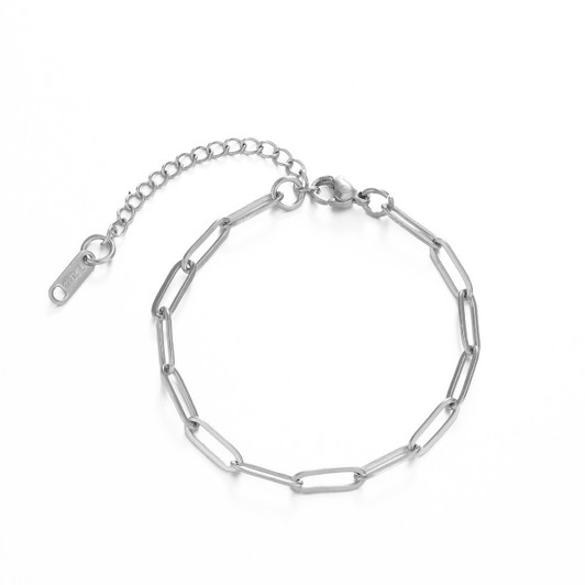 Silver-Tone Paperclip Bracelet – Stainless Steel (1)
