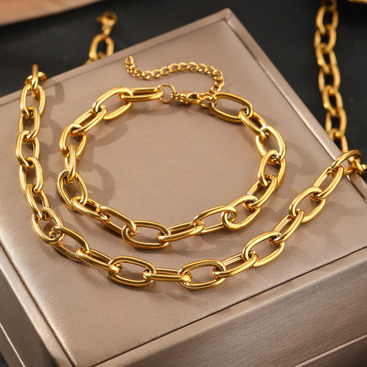 Gold-Tone Minimalist Chain Necklace – Stainless Steel (1)