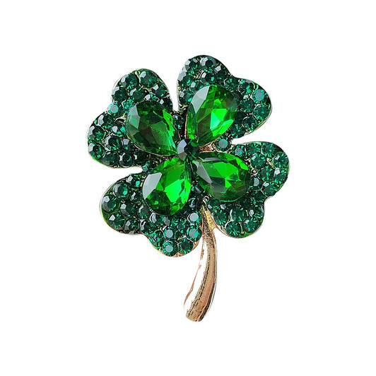 Green Rhinestone Clover Brooch – 52 mm (1)