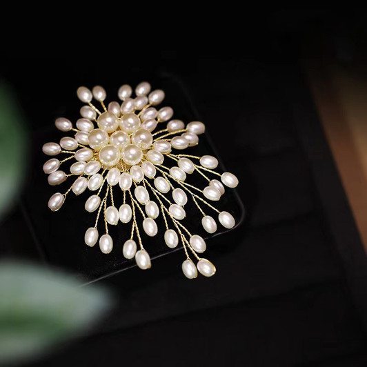Pearl-Effect Starburst Spray Brooch (1)