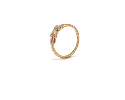 X Cross 18K Rose Gold Lab-Grown Diamond Ring 0.08ct IGI