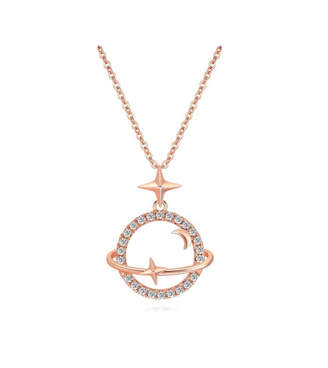 Planet Falling 18K Rose Gold Lab-Grown Diamond Necklace 0.21ct IGI