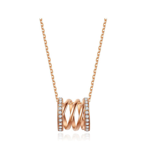 Unique Design Spring 18K Rose Gold Lab-Grown Diamond Necklace 0.31ct IGI