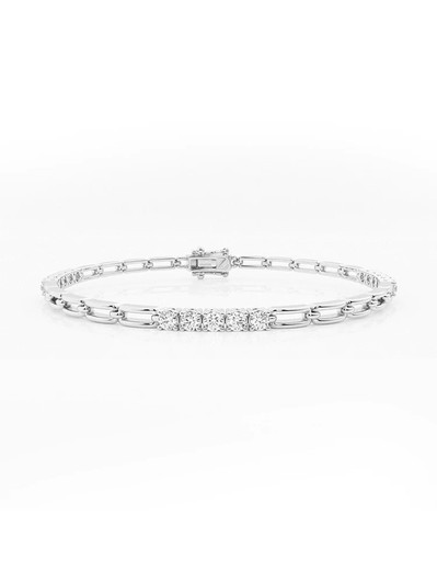 Group Inlaid Chain Design 18K Gold Lab-Grown Bracelet 1.5ct D VS1 IGI Group Inlaid Chain Design 18K Gold Lab-Grown Bracelet 1.5ct D VS1 IGI