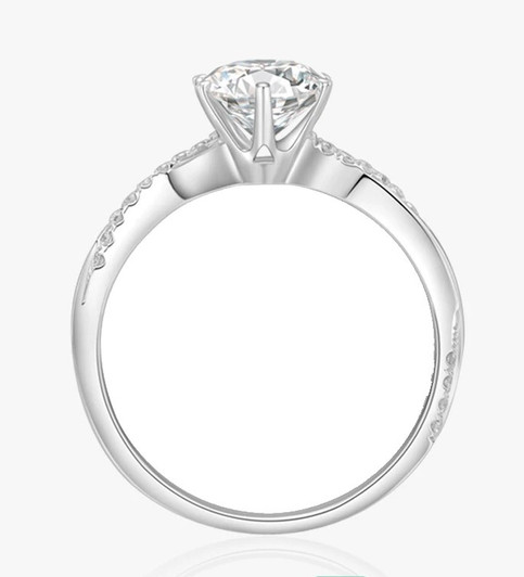 Classic Crown Style 18K Gold Lab-Grown Diamond Ring 6 Claw