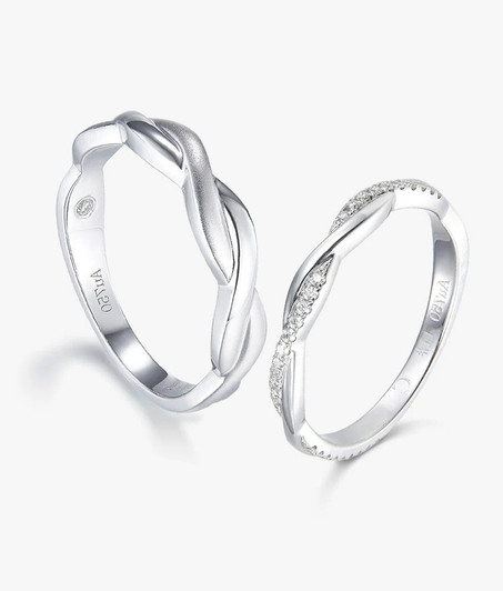 Intertwined Wine Design Lab-Grown Diamond Wedding Ring Women and Men