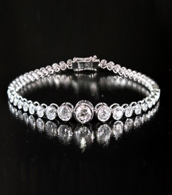 Trinity Tennis Bracelet 18K White Gold Lab-Grown Diamond 3.10ct D VS1 IGI