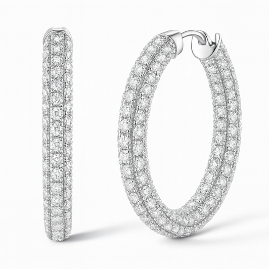 Medium Moissainite Sparkle Pave Hoop Earrings