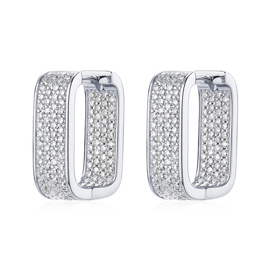 Sparkling Rectangle Pave Moissanite Square Hoop Earrings