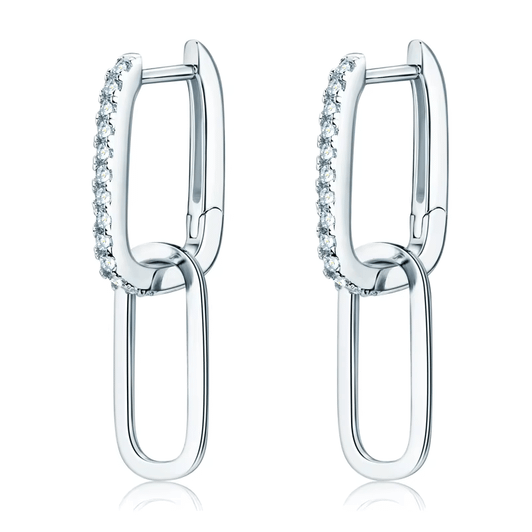 Dazzling Elongated Link Moissanite Drop Earrings