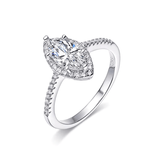 1.0  Carat Sparkling Moissanite Marquise Cut Ring