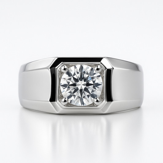 Solid 18k White Gold Band with 1.0 Carat Tw Lab-Grown Diamond Solid 18k White Gold Band with 1.0 Carat Tw Lab-Grown Diamond
