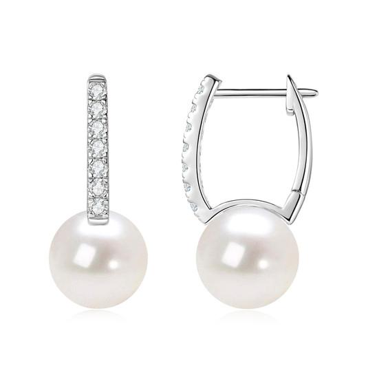 Silver/Gold Freshwater Cultured Pearl Hoop Earrings
