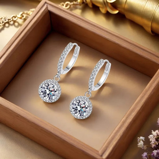 1ct Round Moissanite Earrings for Women product image