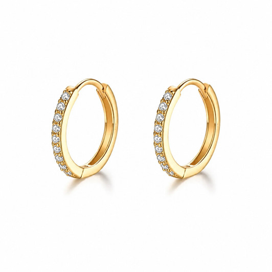 Gold-Tone Cubic Zirconia Huggie Hoop Earrings product image