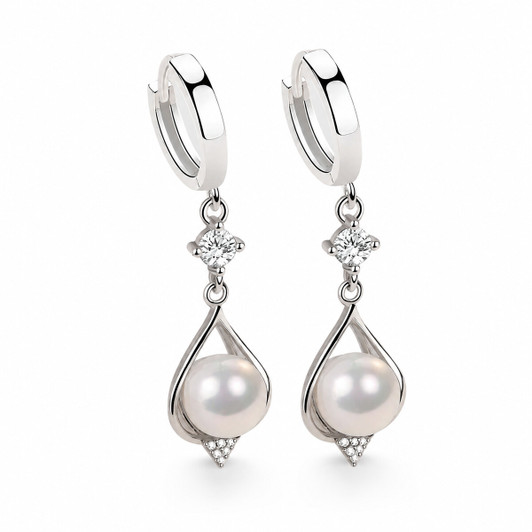 Water Drop Freshwater Pearl Earrings in 925 Sterling Silver product image