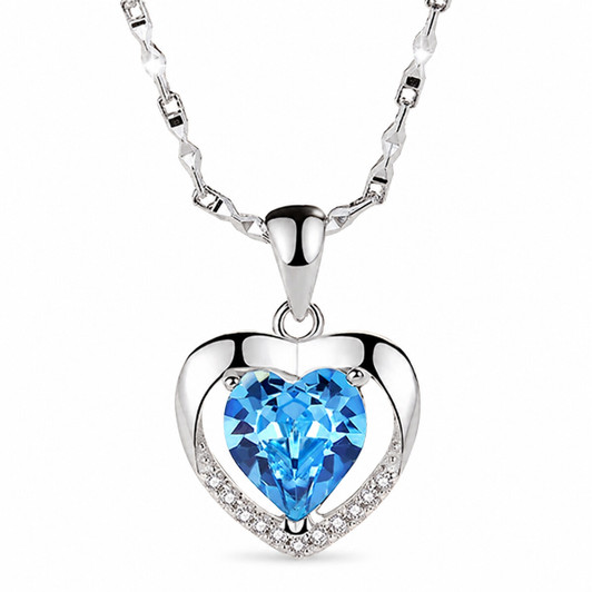 Crystal Heart Pendant Necklace in Silver Tone product image