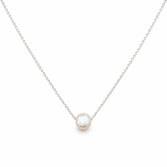 10mm Mother-of-Pearl Pendant Necklace in Silver Tone product image