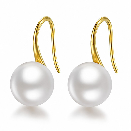 White 8–9mm Freshwater Pearl Drop Earrings in 925 Sterling Silver product image