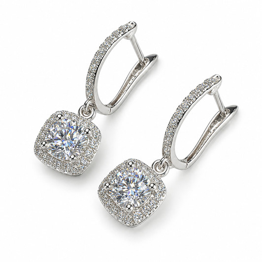 3ct Total Moissanite Drop Earrings in 925 Sterling Silver product image