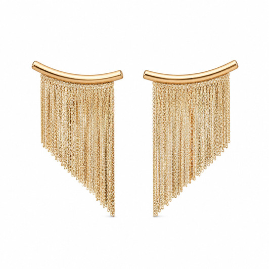 Long Tassel Statement Earrings in Gold Tone product image