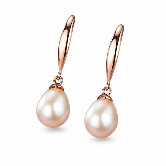 Freshwater Pearl Drop Earrings in Rose Gold Tone product image