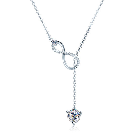 Classic Infinity Loop Chain Necklace 925 Sterling Silver