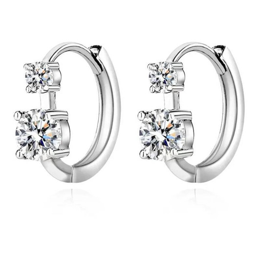 Moissanite Hoop Earrings for Women – Gold Tone White 4mm 6.5mm product image