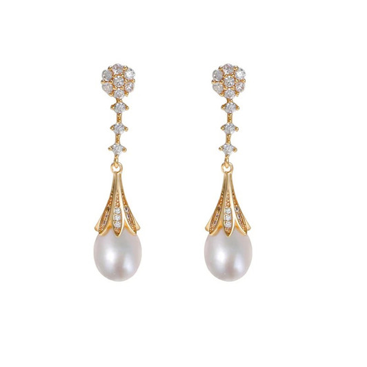 Freshwater Pearl Drop Earrings for Women – White product image